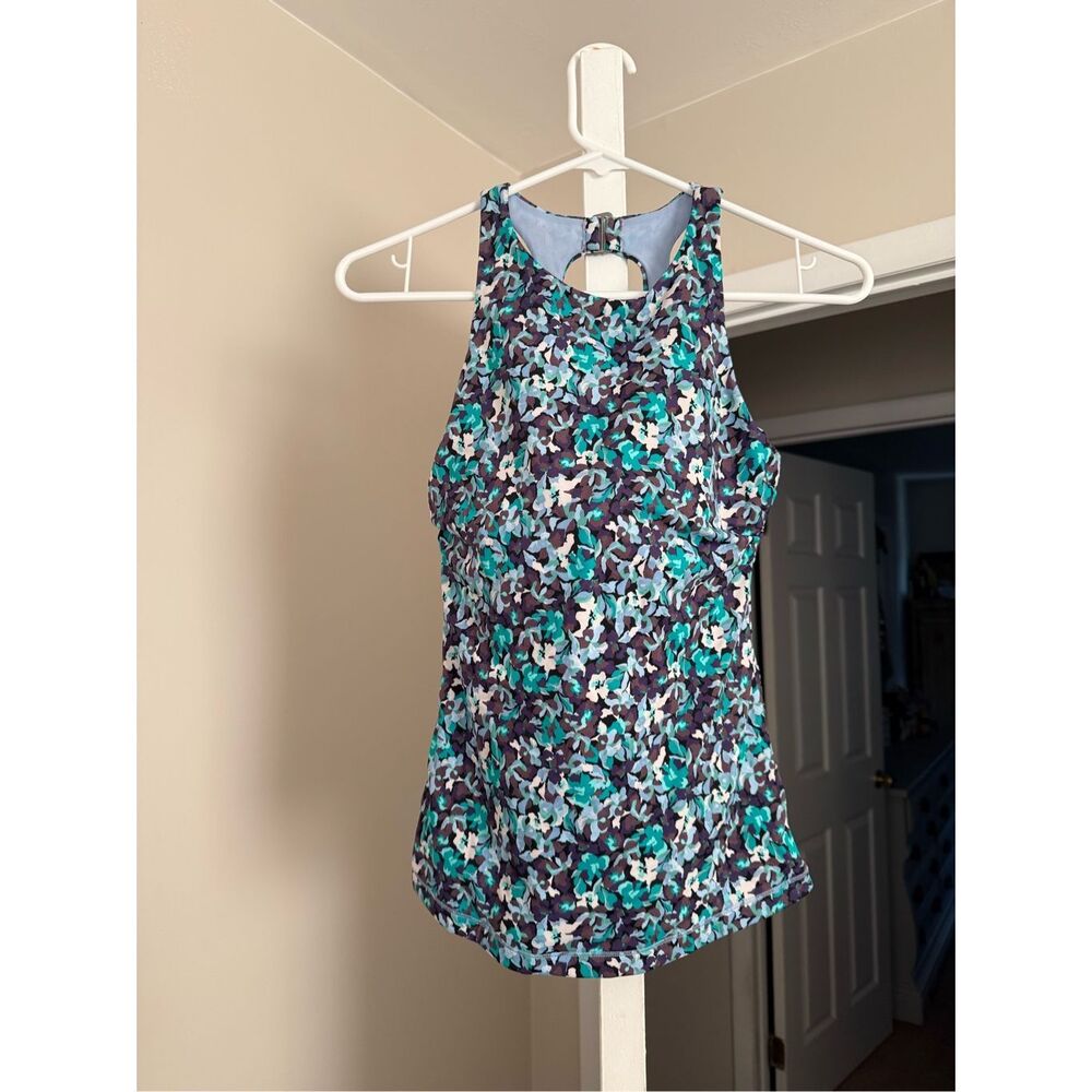 Athleta Swim Top 34B 34C Women's Purple Blue Tankini High Neck